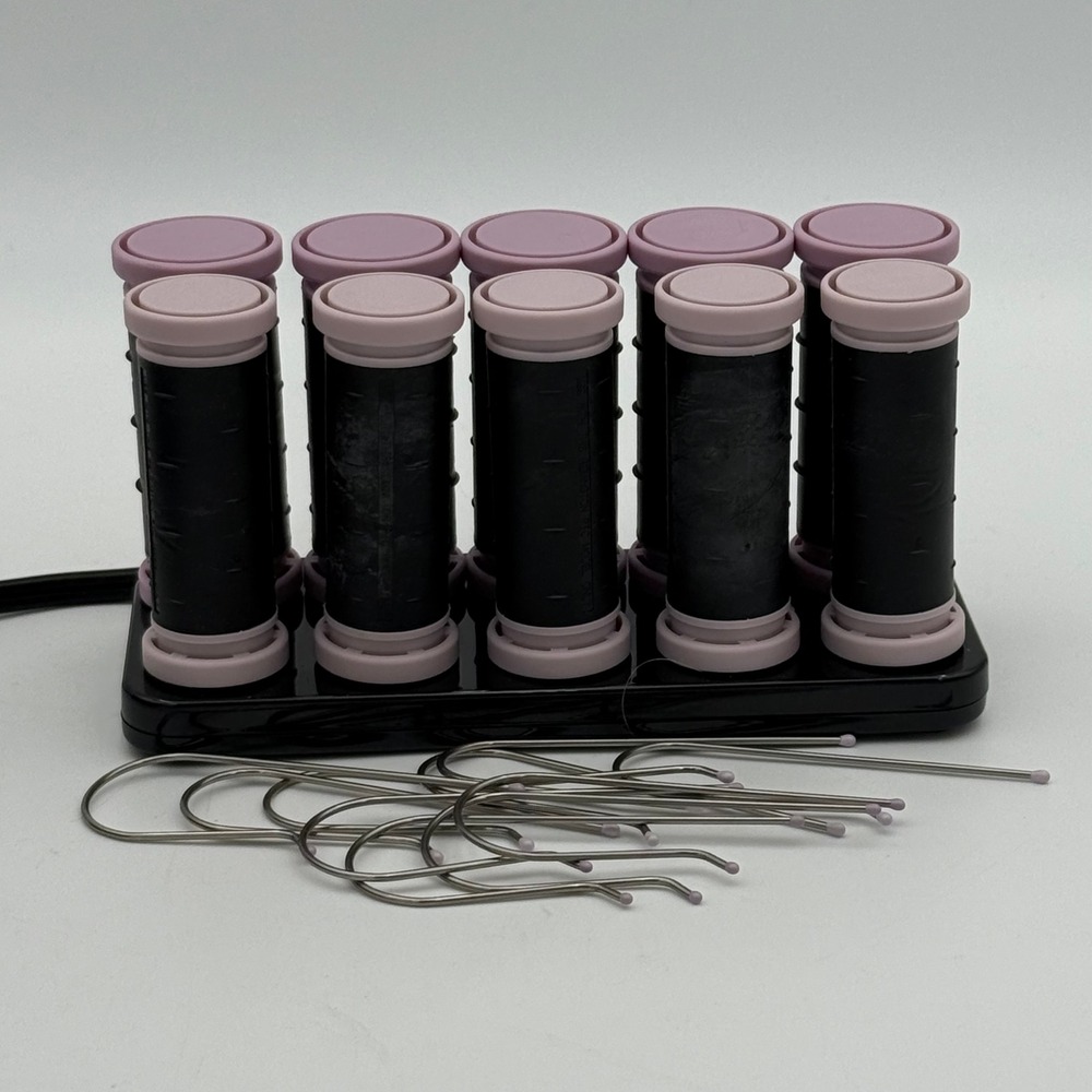 Remington H-1015 Compact Hot Roller Set Travel Hair Curler 10 Rollers & Clips